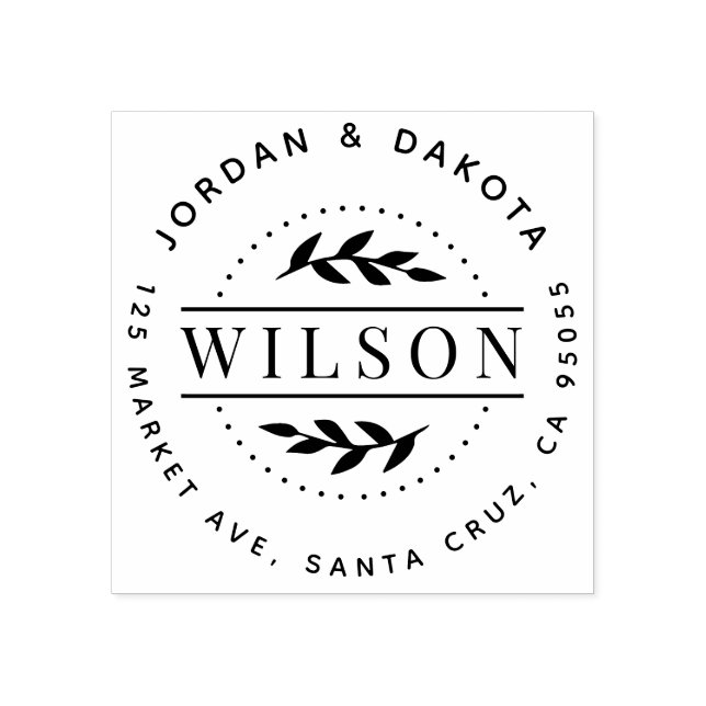 Botanische Rücksendeadresse - Nachname der moderne Gummistempel (Prägung)