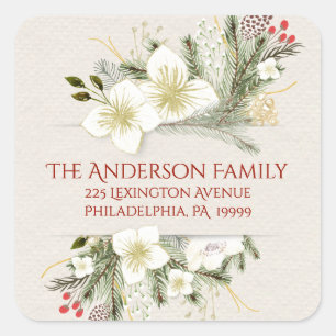 Botanische Rücksendeadresse Quadratischer Aufkleber