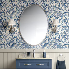 Botanische Ruhe - Blau und Weiß - Küste Tapete