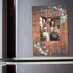 Botanische Rustikale Cherry Wood Holiday Magnet Ca