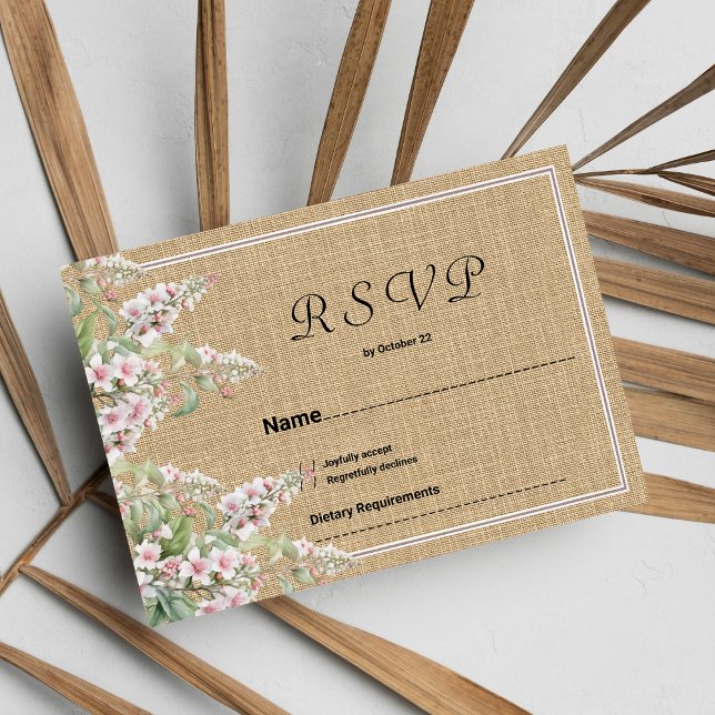 Botanische rustikale Elfenbein-Rosa-Minze-UAWG Einladung (Botanical rustic ivory pink mint floral RSVP)