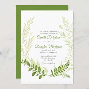 Botanische Rustikale Grüne Laurel Wreath Wedding   Einladung