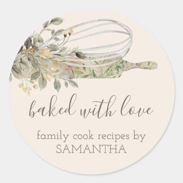 Botanische Rustikale Rolling Button Whisky Koch Bä Runder Aufkleber (Vorderseite)