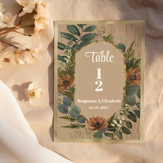 Botanische rustikale Tischnummern (Botanical rustic woodland floral Table Numbers)