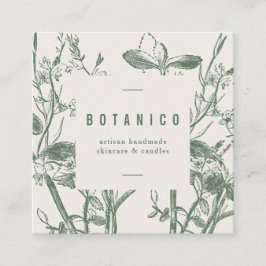 Botanische Sage Cream Floral Einfache Klasse Quadratische Visitenkarte
