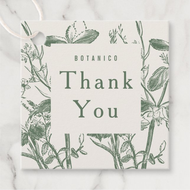Botanische Sage Cream Floral Moderne Vielen Dank f Geschenkanhänger (Vorderseite)