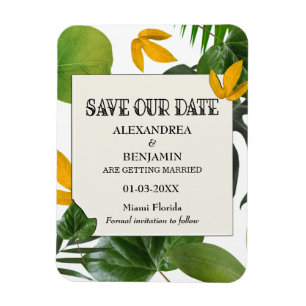 Botanische Save the Date tropische Palmen Magnet
