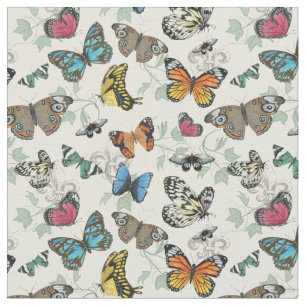 Botanische Schmetterlinge belästigende Printwerbu Stoff