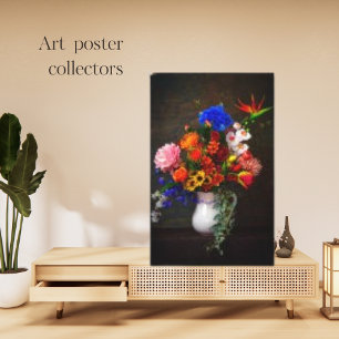 Botanische schöne Blume in einer Vase Antique Art Leinwanddruck