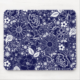 Botanische Schönheit Blau Mousepad
