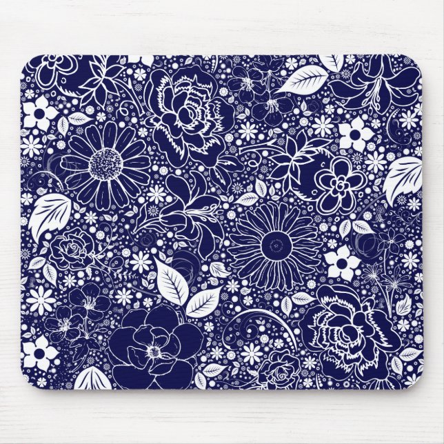 Botanische Schönheit Blau Mousepad (Vorne)