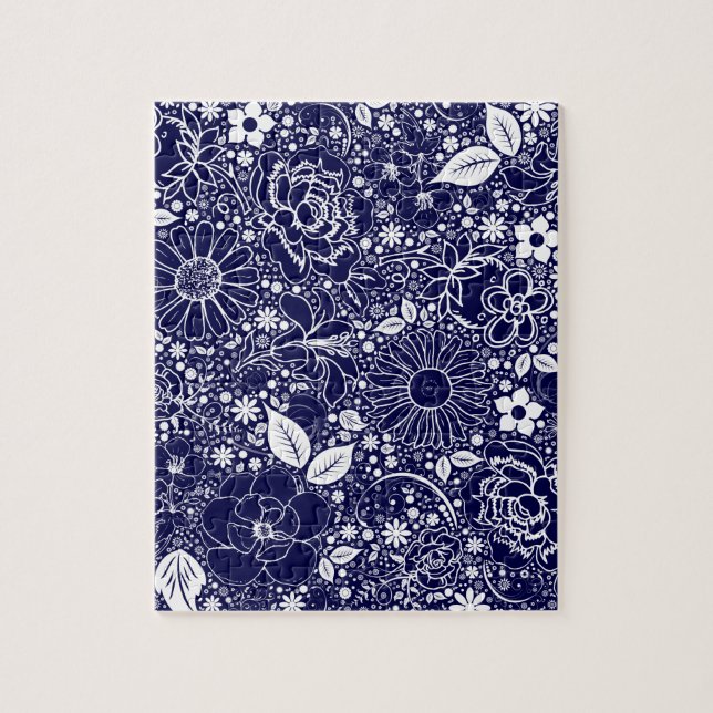 Botanische Schönheit Blau Puzzle (Vertikal)