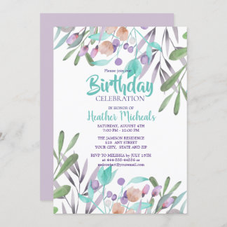 Botanische Schönheit Wasserfarbe Frauen Geburtstag Einladung