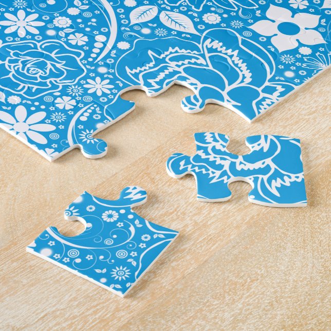 Botanische Schönheiten helles blaues Puzzle (Seite)