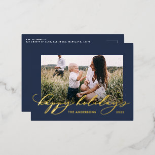 Botanische Schrift "Christmas blue 1 Foto" Folien Feiertagspostkarte