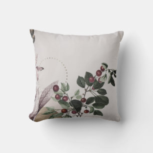 Botanische Schrift Grau & Burgund  Kirschen Kissen