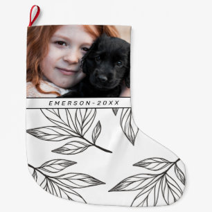 Botanische Schrift mit Foto und Name Schwarz Großer Weihnachtsstrumpf