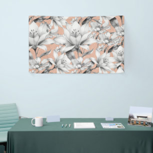 Botanische Schwarz-weiße Rose Gold Glitzer Blume Banner