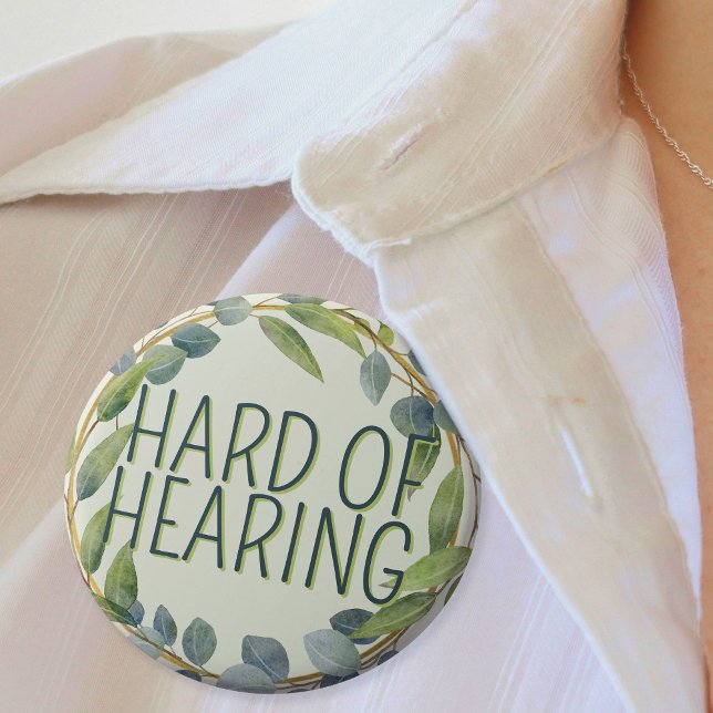 Botanische Schwerhörigkeit Button (Mockup of pin on white blouse)