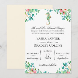 Botanische Seepferd-Hochzeits-Einladung Einladung