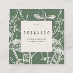 Botanische Seite Grüne Blüte Einfache Klasse Squar Quadratische Visitenkarte
