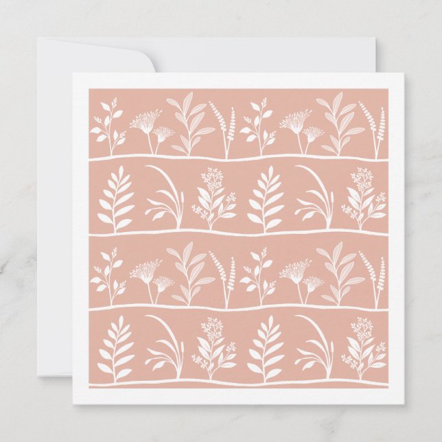 Botanische Serenade Sanfte Pfirsich Minimalistisch Mitteilungskarte (Vorderseite)