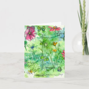 Botanische Sketchbookwatercolor-Blumen danken Dankeskarte