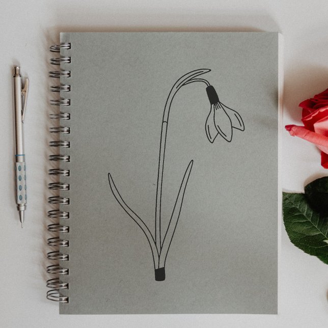 Botanische Snowdrop Line Blume Gummistempel (Botanical Snowdrop Line Art Flower Rubber Stamp)