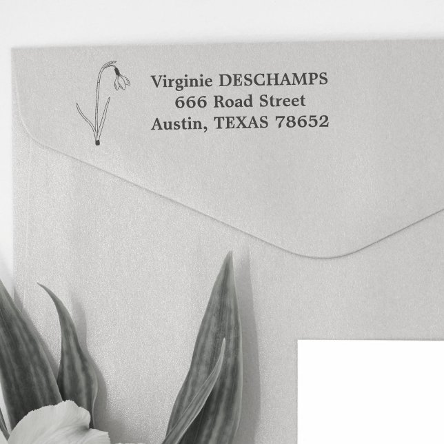 Botanische Snowdrop Line Blume Permastempel (Botanical Snowdrop Self-inking Stamp)