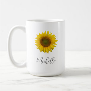Botanische Sonnenblume Elegantes Skript Kaffeetasse