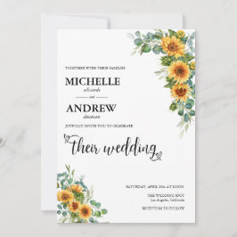 Botanische Sonnenblume | Eukalyptus Wedding Einladung