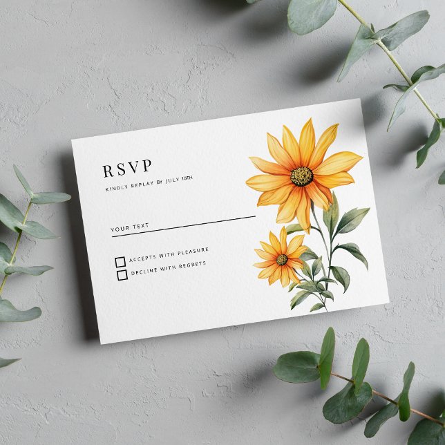 Botanische Sonnenblumenblume im Sommer UAWG Einladung (Sunflower floral botanical summer RSVP )