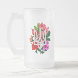 Botanische Stillzeit und ukrainische Trident-Trazu Mattglas Bierglas