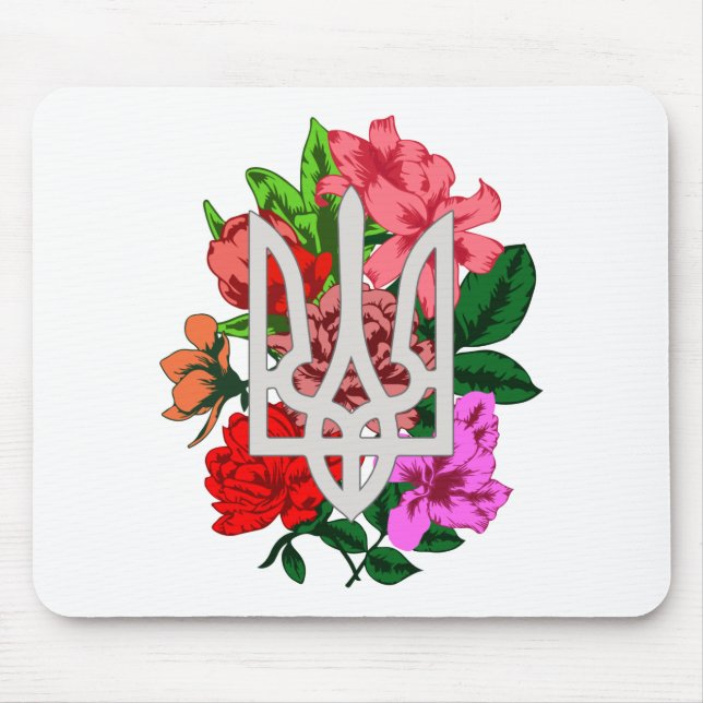 Botanische Stillzeit und ukrainische Trident-Trazu Mousepad (Vorne)