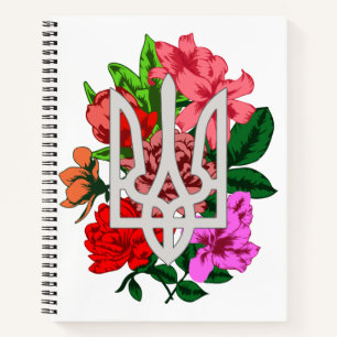 Botanische Stillzeit und ukrainische Trident-Trazu Notizbuch