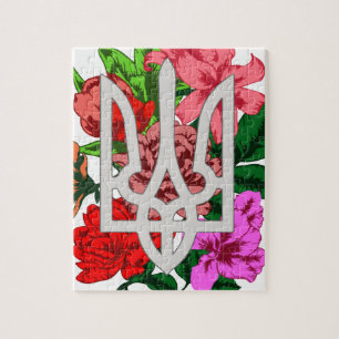Botanische Stillzeit und ukrainische Trident-Trazu Puzzle