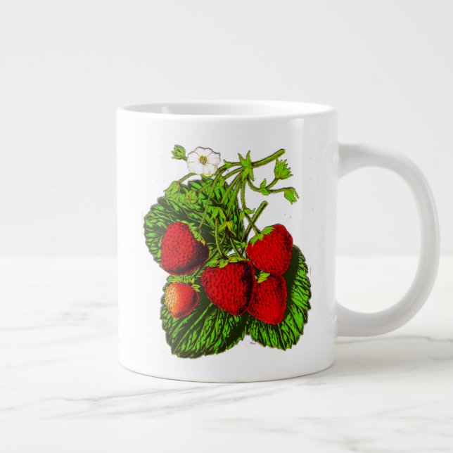 Botanische Strawberry-Illustration Jumbo-Tasse (Rechts)