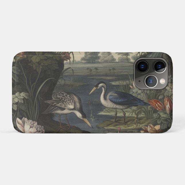 Botanische Szene blauer Krane am Fluss Case-Mate iPhone Hülle (Rückseite (Horizontal))