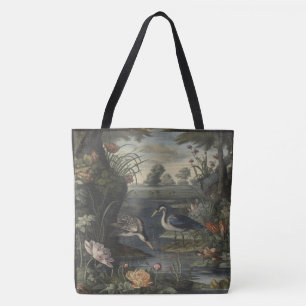 Botanische Szene des blauen Krans an einem Fluss