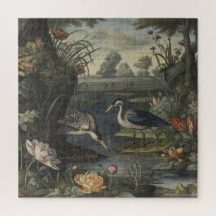 Botanische Szene des blauen Krans an einem Fluss Puzzle