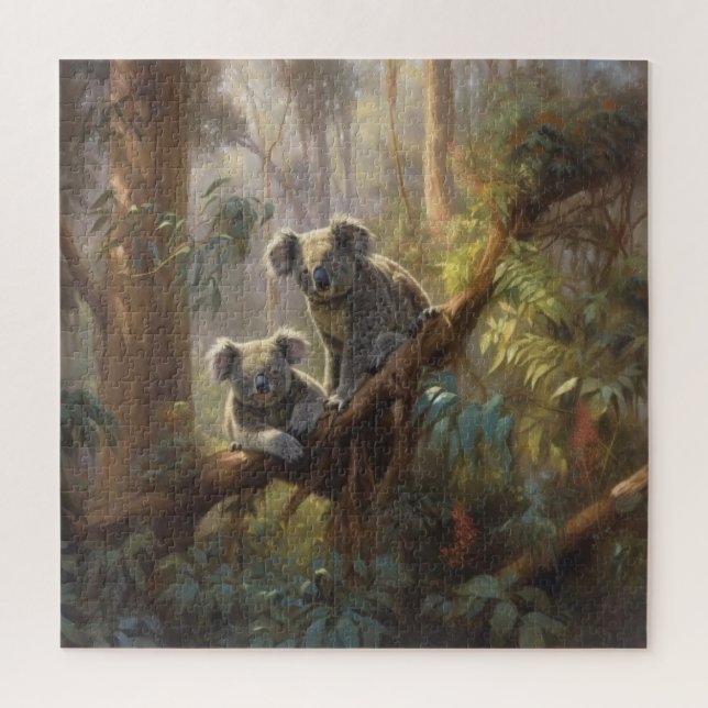 Botanische Szene neugierig Koalas in Eukalyptus-Ba Puzzle (Vertikal)