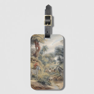 Botanische Szene von Zebras in einer Oase Gepäckanhänger