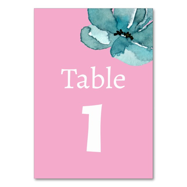 Botanische Tafelkarte Rosa und Weiß Tischnummer (Vorderseite)