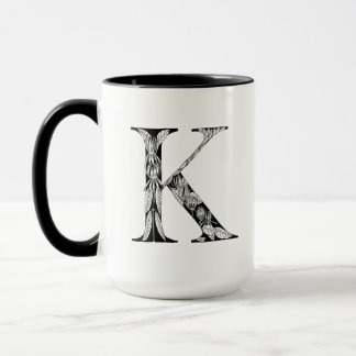Botanische Tasse des Buchstabe-K, Kunst durch
