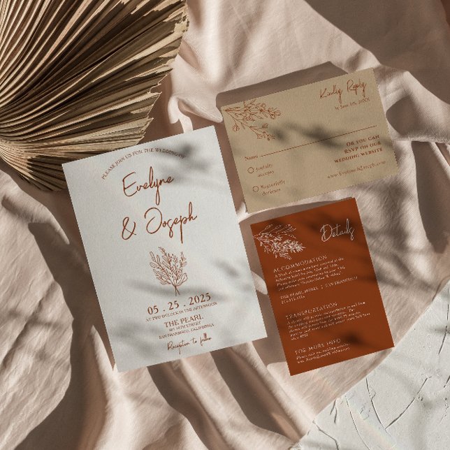 Botanische Terracotta Floral Boho Einzigartige Hoc Einladung (Von Creator hochgeladen)