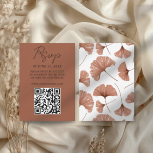 Botanische Terracotta Ginkgo Leaf Wedding RSVP Car Karte
