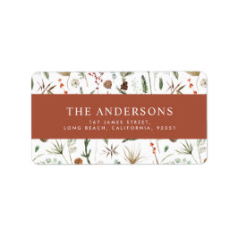 Botanische Terrakotta auf Weihnachten Adressaufkleber