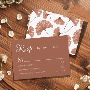 Botanische Terrakotta-Ginkgoblatt-Hochzeits-RSVP-K RSVP Karte