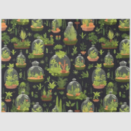 Botanische Terrarien auf Schwarzteppichpapier Seidenpapier