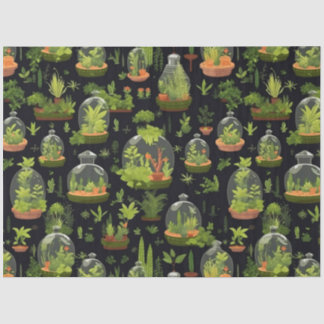 Botanische Terrarien auf Schwarzteppichpapier Seidenpapier